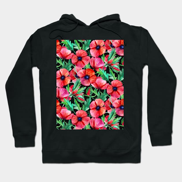 Plenty of Poppies – black Hoodie by micklyn